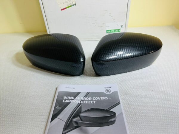 OEM Skoda Rapid Décor Couverture Rétroviseur Mirror Cover Set Carbon 5JA072530B