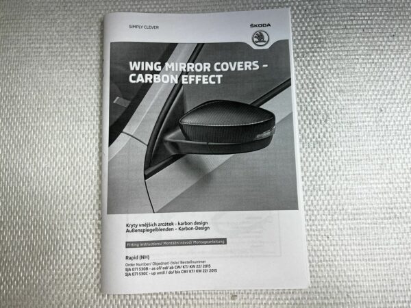 OEM Skoda Rapid Décor Couverture Rétroviseur Mirror Cover Set Carbon 5JA072530B