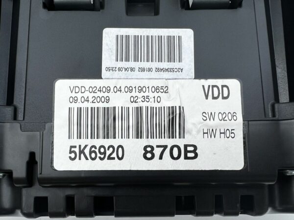 5K6920870B Compteur instrument Vw Golf 6 Gti 2.0tsi Kombiistrent VDD Tachymètre