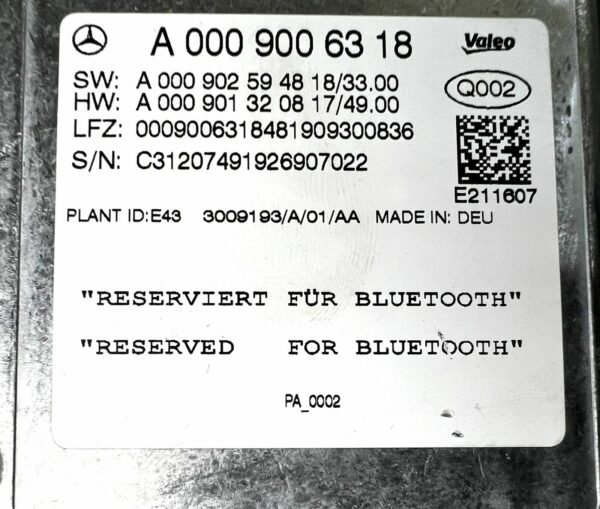 A0009006318 Modul Bluetooth Camera Mercedes Class A C W177 W205 CLA Parkassisten