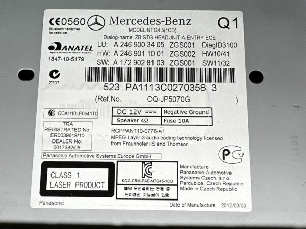 A2469003405 module navigation gps mercedes classe-B W246 Navi multimédia