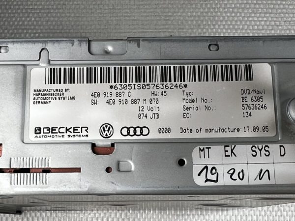 Audi A4 8K A5 A6 4F A8 Q7 GPS 2G Mmi DVD  4E0919887C 4E0910887M 070 Navigation