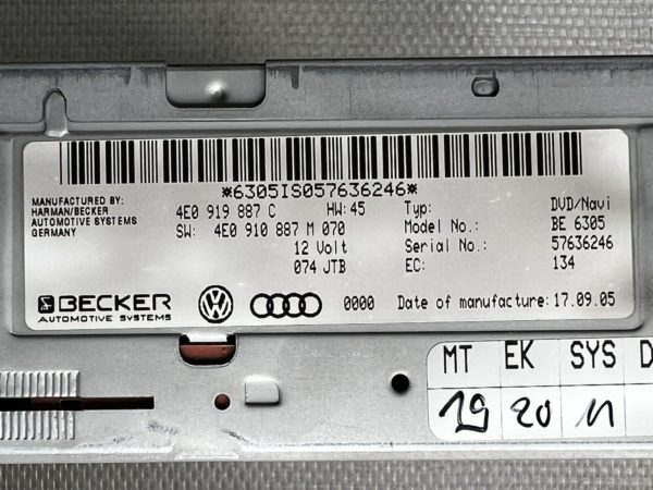 Audi A4 8K A5 A6 4F A8 Q7 GPS 2G Mmi DVD  4E0919887C 4E0910887M 070 Navigation