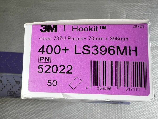 3M Hookit TM 400 + LS396MH PN 52022 sheet 737U Purple 70mm x 396mm Auto grippent