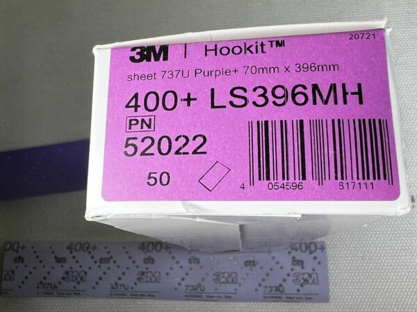 3M Hookit TM 400 + LS396MH PN 52022 sheet 737U Purple 70mm x 396mm Auto grippent