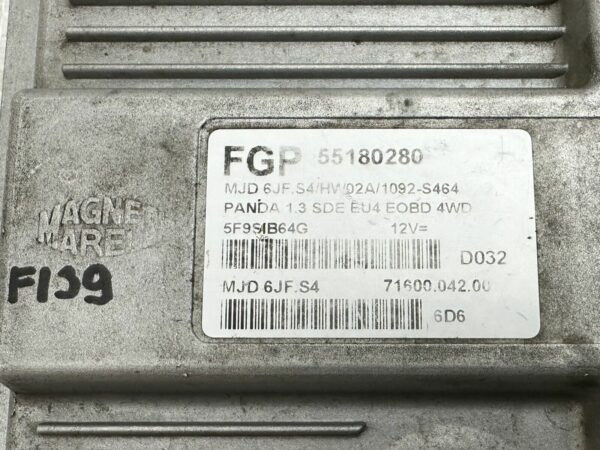 MJD 6JF.S4 HW02A 55180280 ECU Moteur ECU Fiat Panda 4X4 1.3 Jtdm Sde EU4 4WD