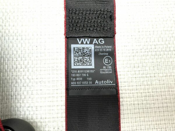 1S3857706C Vw UP Gti Ceinture De Sécurité avant Droite Band rouge OEM Neuf