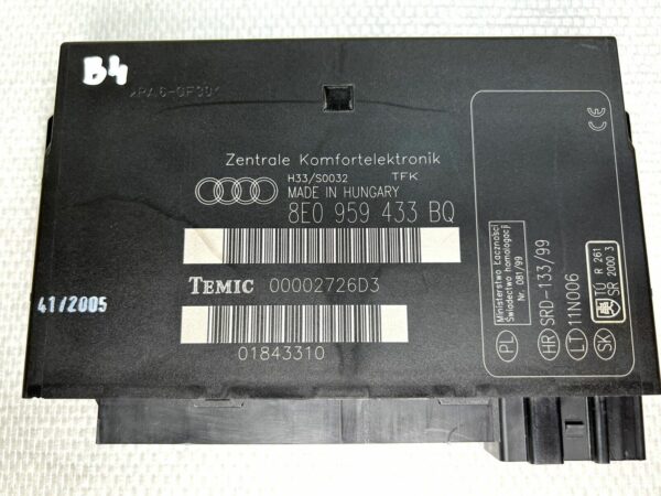 8E0959433BQ Dispositif Commande Centralisé Boîtier conforte Audi A4 B5 B6 Temic