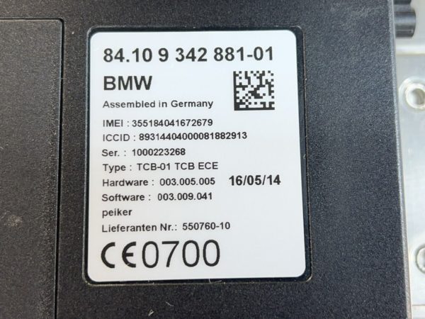 BMW F20 F21 F30 F31 F34 Serie 1 3 4 Télématique Unité De Contrôle Module 9342881