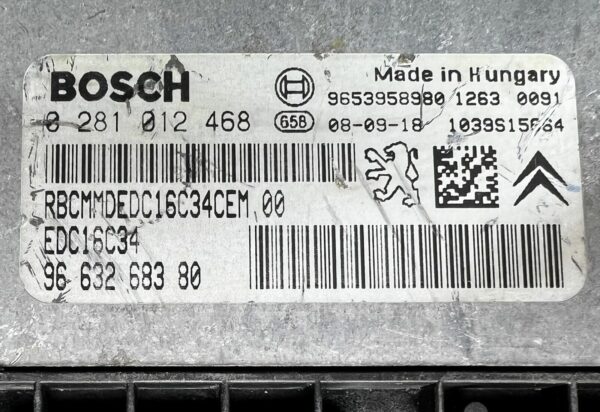 ECU Calculateur 0281012468 9663268380 9653958980 EDC16C34 Citroen Peugeot 1.6hdi