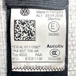 Vw Golf VI GTI MK6 Ceinture De Sécurité avant droite R 1K4857706 AK 615549400