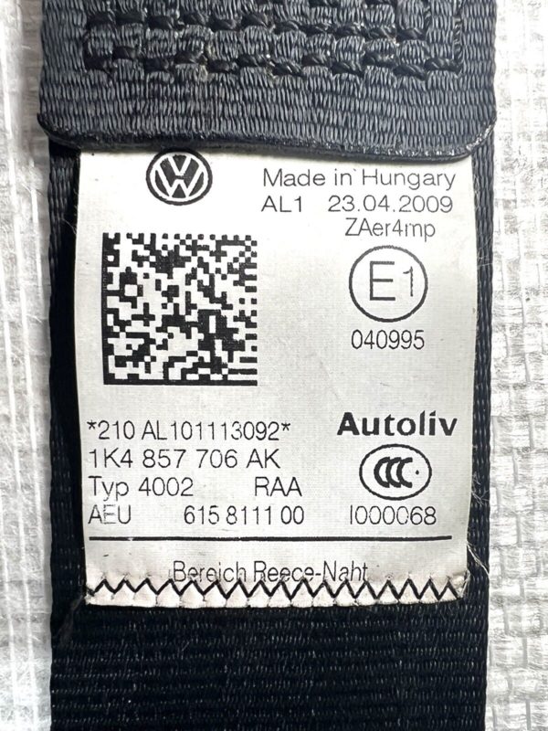 Vw Golf VI GTI MK6 Ceinture De Sécurité avant droite R 1K4857706 AK 615549400